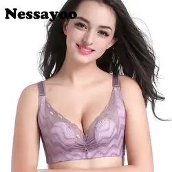 Nessayoo Большие размеры 3/4 покрытие Push Up Bra пикантные Кружево бюстгальтер хлопковый интимные Бюстгальтеры для женщин siere тонкие чашки