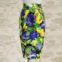 Весенние Сексуальные облегающие Женские винтажные вечерние юбки-карандаш с высокой талией и цветочным принтом