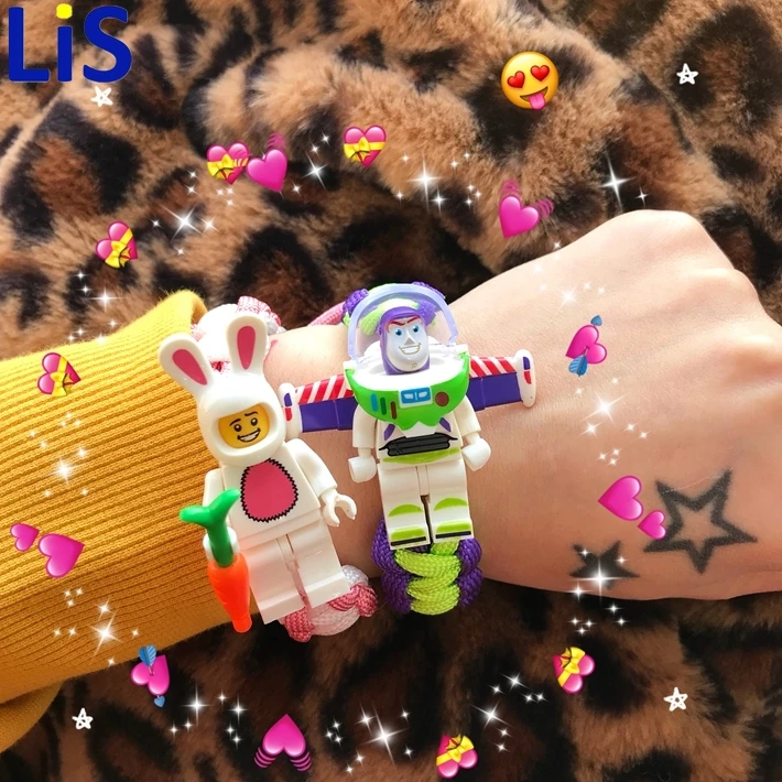 

Toy Story Buzz Lightyear Bracelet Avengers Endgame Iron Man Captain America Building Block Bracelet Actiefiguren Kinderen Gif