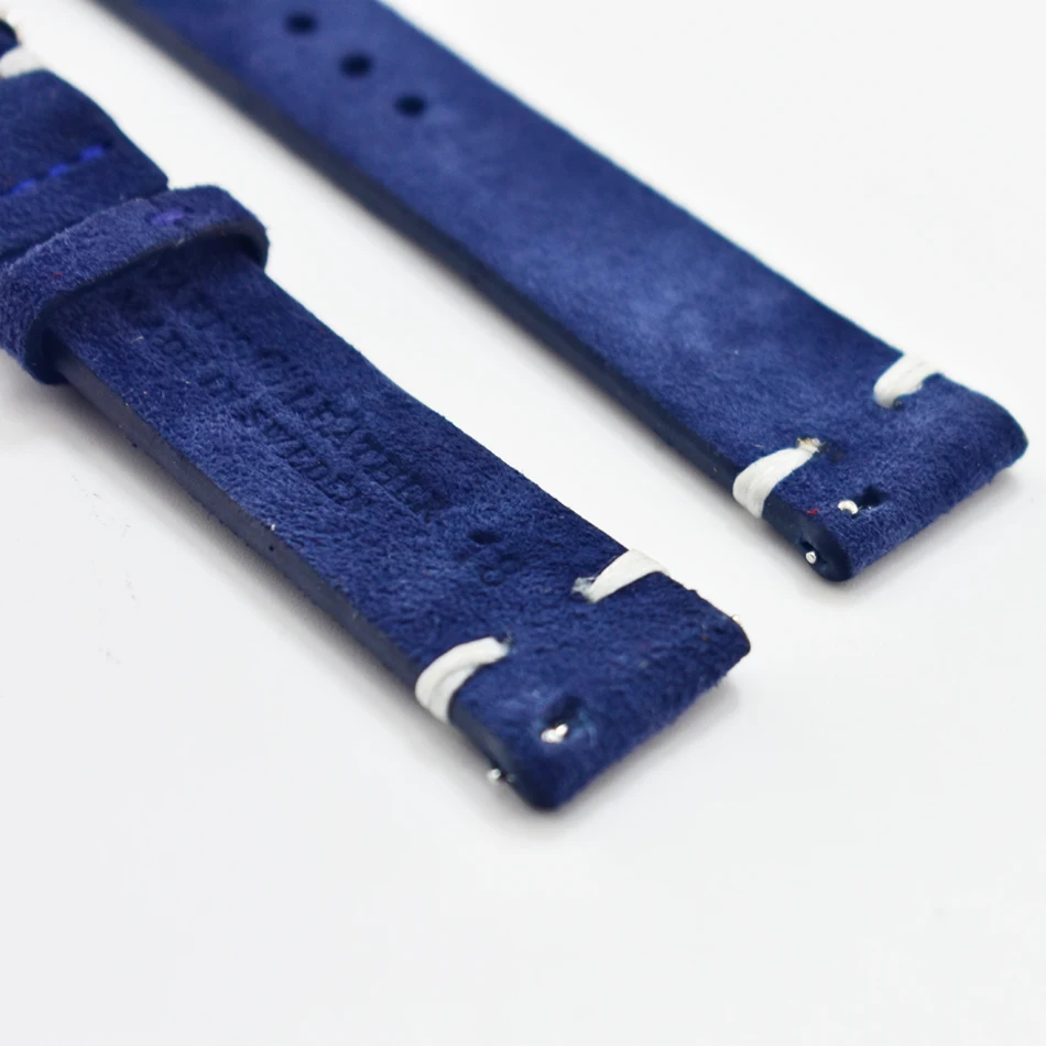 Натуральная замша кожа винтажные ремни ручной работы на запястье 18 мм 20 мм 22 мм 24 мм аксессуары для часов Высокое качество синие ремешки для
