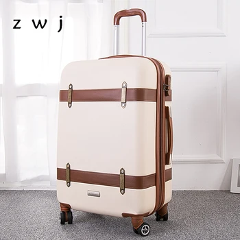 

24 inch women retro suitcase spinner ABS hardside rolling luggage on wheels