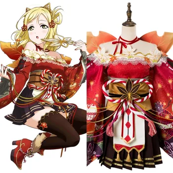 

Love Live!Lovelive Cosplay Aqours Mari Ohara Cosplay Costume Autumn Viewing Ver.Cosplay Costume Kimono Dress Suit Halloween