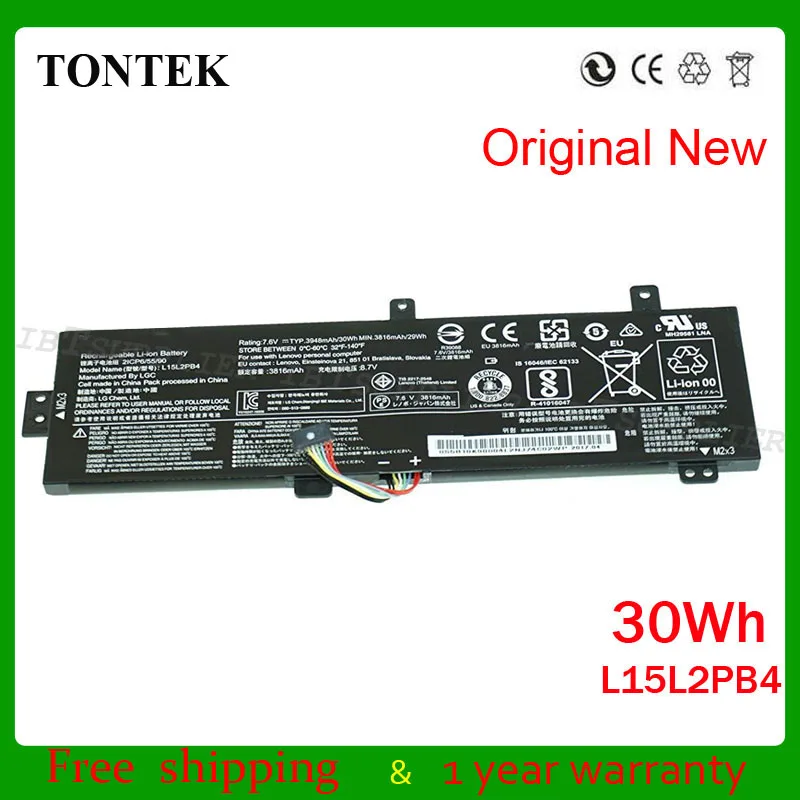 

TONTEK Genuine L15L2PB4 Laptop Battery for Lenovo IdeaPad 310-15ISK L15L2PB4 2ICP6/55/90 7.6V 30WH
