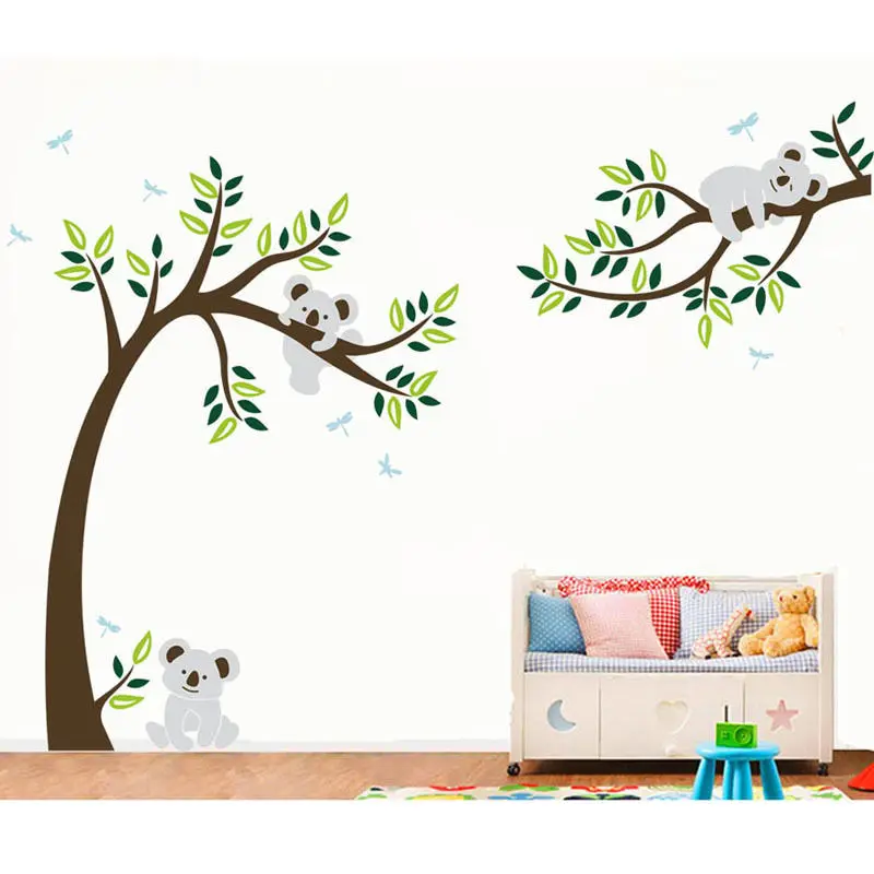 

Removable PVC Koalas Tree Large Wall Sticker Decal Personalized stickers Animal For kids rooms Home decoration