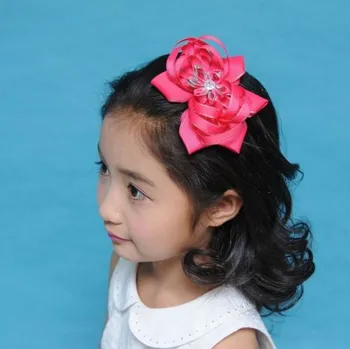 

6 pcs 4.5-5 Solid Ribbon Bows For Girl Handmade Children Grosgrain Hairbow Hair Accessories With Alligator Clip free shipping