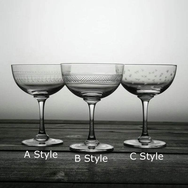 

Free Shipping 4PCS 150ml Japanese Style Classic Engraving Cocktail Glass Set of 4