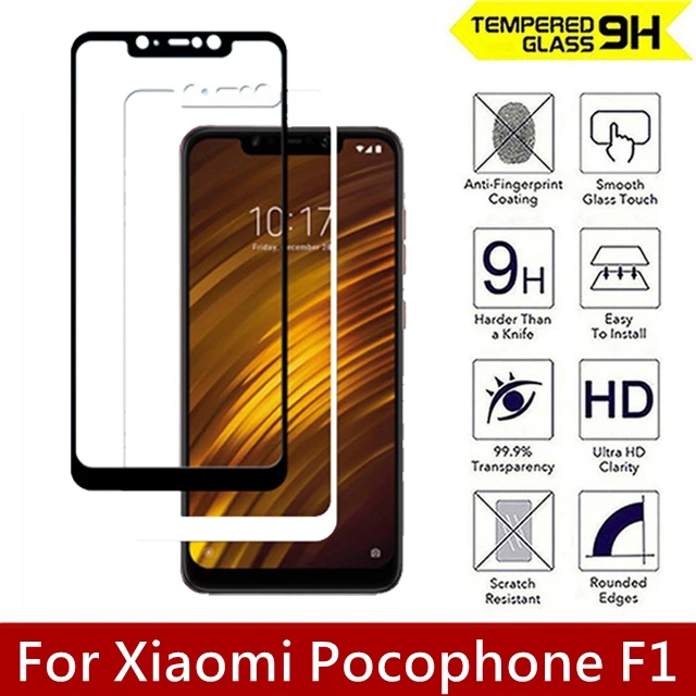 

2pcs Full Cover Tempered Glass Screen Protector For Xiaomi Pocophone F1 9H Anti Scratch Safety Glass For Xiaomi Poco F1