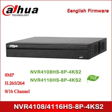 Dahua POE NVR NVR4108HS-8P-4KS2 NVR4116HS-8P-4KS2 8/16 канальный компактный 1U 8PoE 4K& H.265 Lite сетевой видеорегистратор