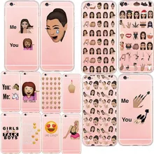 Kim kardashian chorando rosto emoji engraçado caso de telefone para o iphone 6 6 s 5 5S se 7 Mais Transparente Macio TPU Silicone Casos Capa Fundas