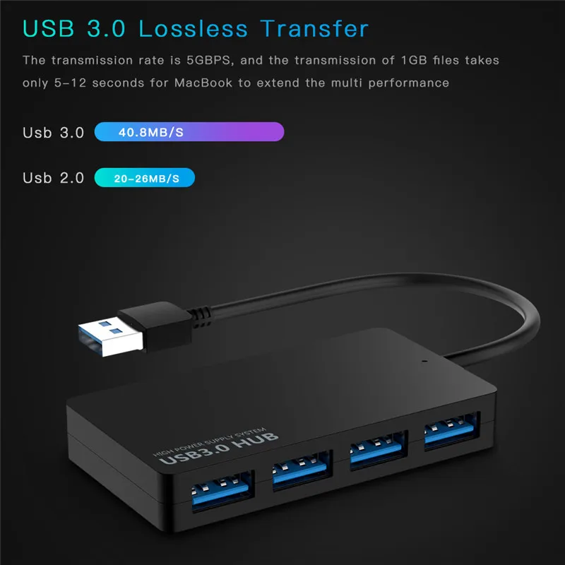 USB концентратор 3 0 4 порта супер скорость USB3.0 разветвитель Кабель Micro несколько