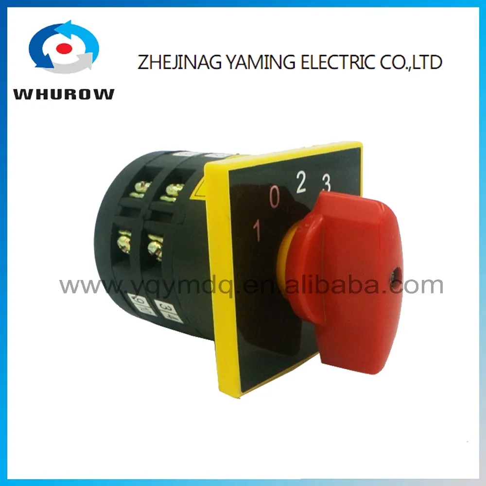 

Rotary switch 5 positions LW6-2/D25Z changeover cam universal switch 380V 5A 2 pole 12 terminals sliver contacts red handle