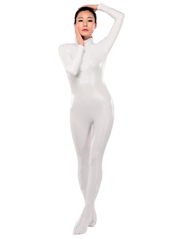White Shiny Metallic Catsuit
