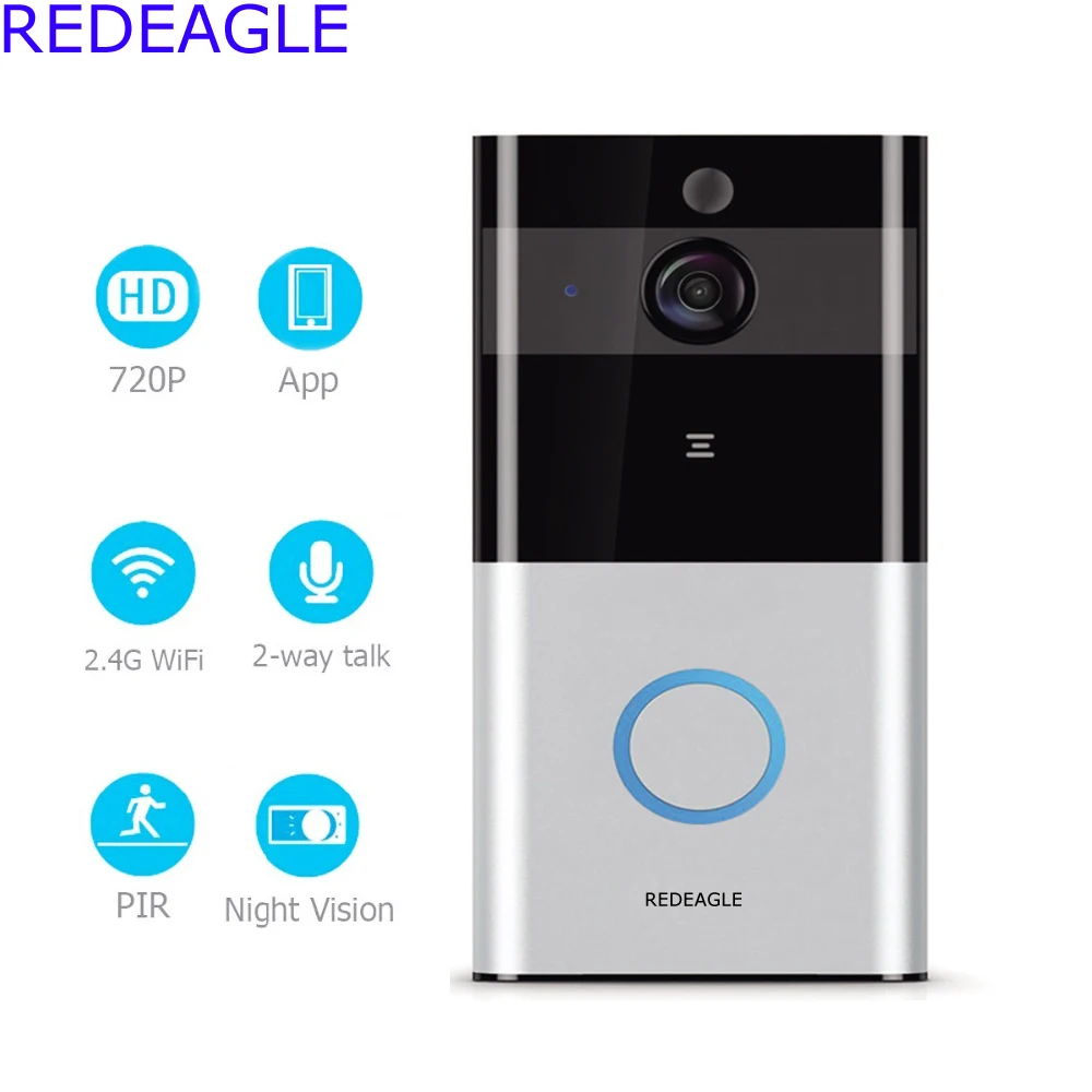

REDEAGLE Smart Low Power Battery Wifi Video doorbell Door Phone Intercom Set Wireless 720P HD Camera PIR Alarm