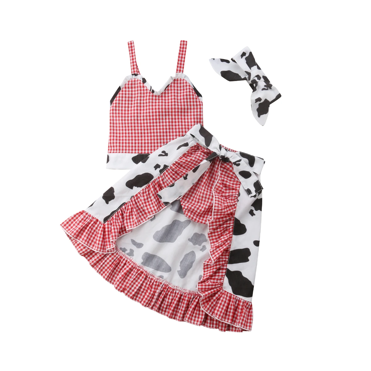 

Toddler Baby Kids Girls Set T-Shirt Tops Cow Shorts Pants Skirts Summer 2Pcs Outfits Clothes