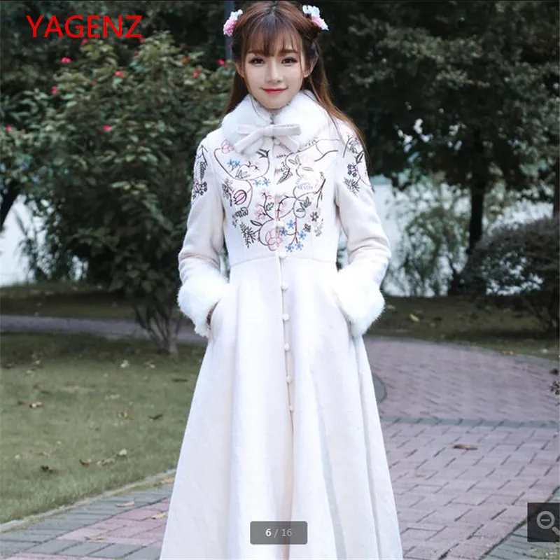 

Haute couture Cashmere coat Spring/autumn Woolen cloth coat Restoring ancient ways Embroidery Detachable collars Coat women 2463