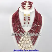 Дизайн Африканский красный украшение с коралловыми бусинами наборы нигерийская свадьба африканская Бижутерия Набор CJ273