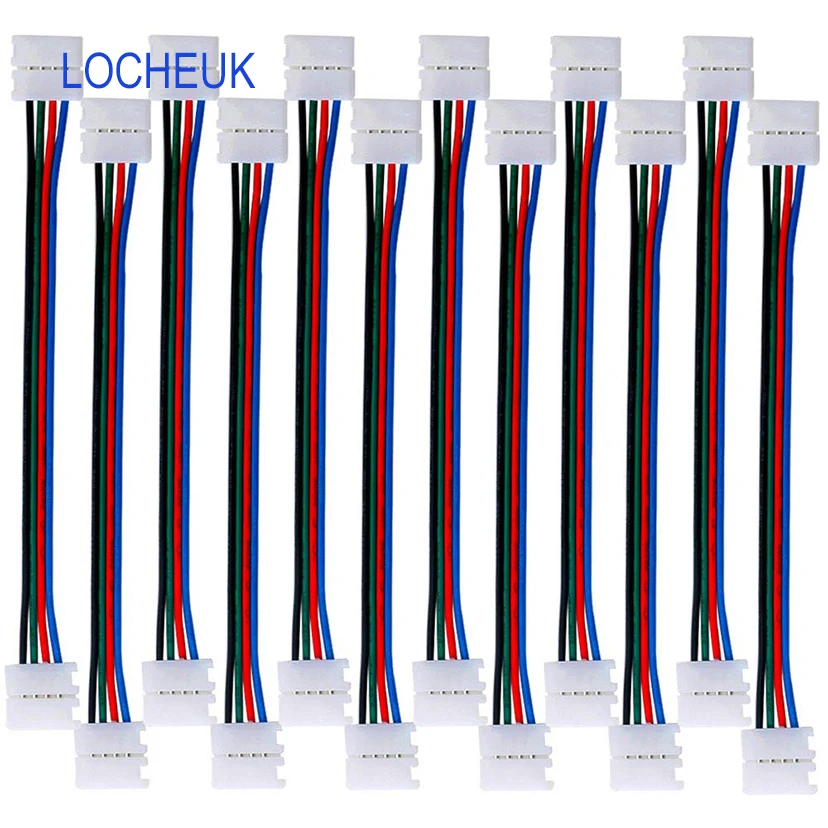 

30Pcs 15CM LED Light Strip Connector 4 Pins 10 mm RGB 5050 3528 Wide Strip to Strip Jumper Wire Solderless Cable