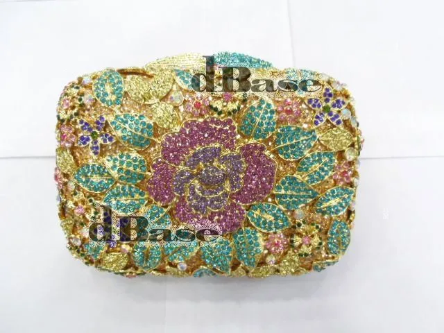 

8220 colorD Crystal lady fashion Wedding Bridal Party Night hollow Metal Evening purse clutch bag handbag case