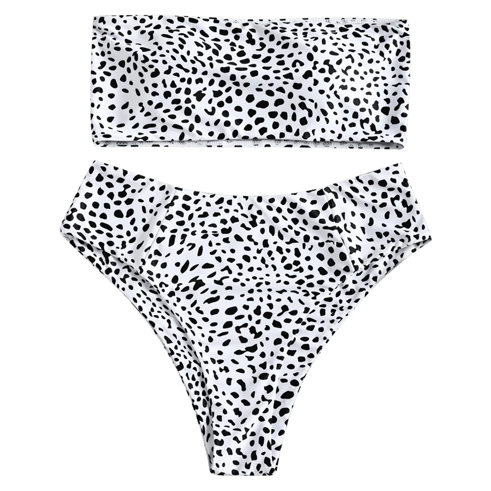 

Leopard Swimwear Women's Sexy Strapless Bikini Set Swimsuit Bbiquini Bikini 2018 Bandeau Push-up Bathing Suit