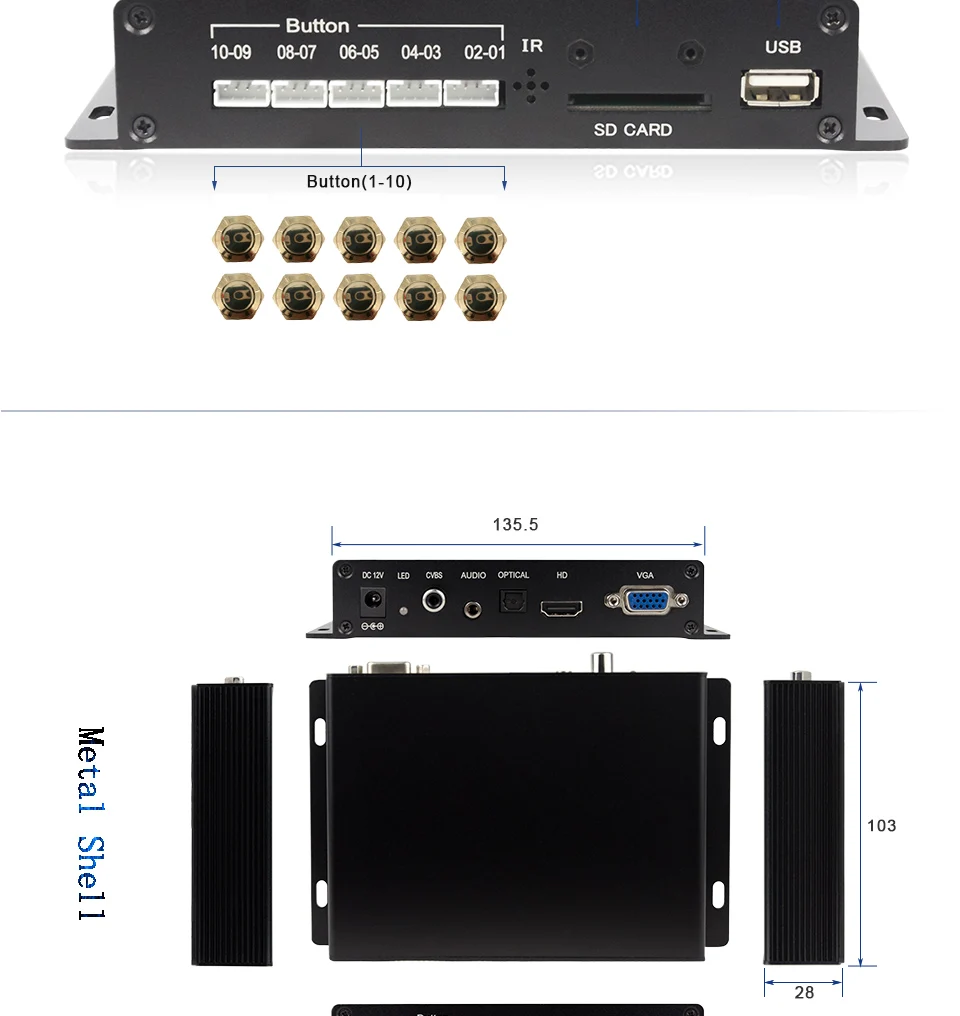 MPC1080P-10 Поддержка фоновой музыки автоматическое воспроизведение Полный 1080P Пульт дистанционного управления vga выход hdd плеер mp4 Автомобильный мультимедийный плеер