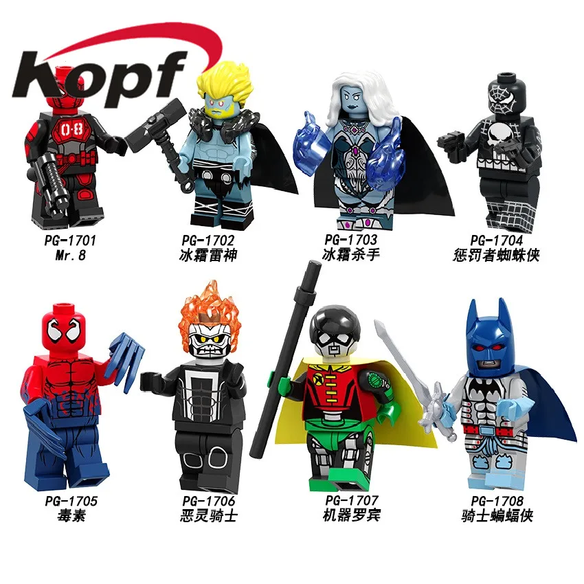

Logoings Figures Building Blocks Super Heroes Frost Thunder Punisher Spiderman Toxin Ninjagoed Bricks Toys For Children PG8194