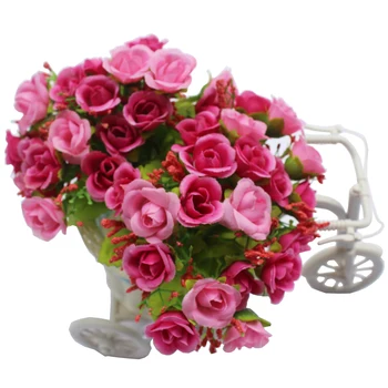 

Vase + Flowers Artificial Silk Flower Basket Set for Home office Decoration wedding flowers decoration for lovers