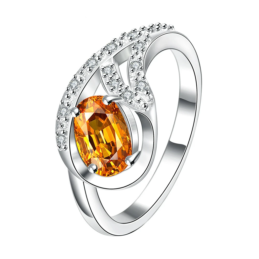 Women's ring zircon fashion micro - inlaid zircon silver ring noble ladies hand ornaments Fine Jewelry