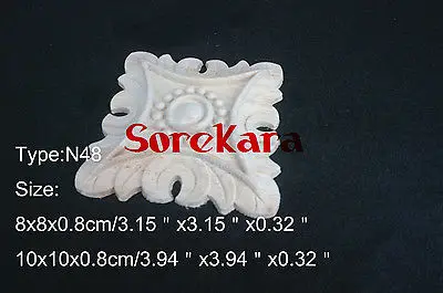 N48-8x8x0.8 см деревянные резные длинные квадратный аппликация цветок Рамки дверь наклейка рабочих плотник