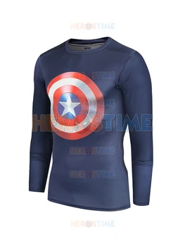 

Navy Blue Captain America Shield Quick Dry 3D Patterns Tee Sportswear
