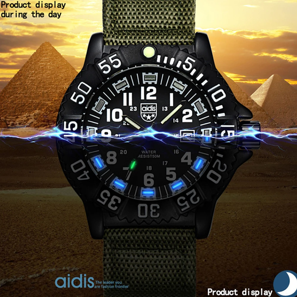 Бренд класса люкс AIDIS новые мужские часы водонепроницаемые уличные спортивные военные часы кварцевые часы модные повседневные наручные часы мужские s часы