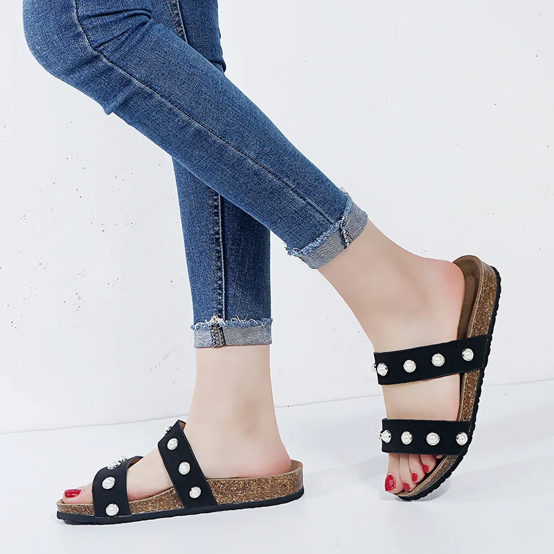 Женские пляжные шлепанцы на плоской подошве Zapatos De Mujer домашние Новинка лета
