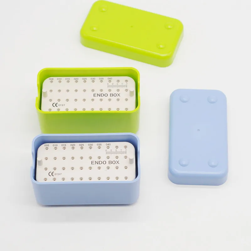 

Dental Plastic Endo Box With A Ruler Files Bur Holder Blocks Stand Blue Clean 40 Holes Autoclavable Sterilization Case Tools B/G