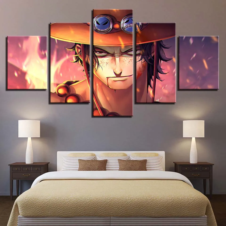 Art Painting Modular HD Canvas Printed Modern Home Decoration 5 Pieces Anime Characters Poster