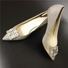 Size 4~8 Charm Wedding High Heels Women Pumps Classic Autumn Golden Silver Women Shoes zapatos mujer
