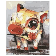 

16X20inch Paint By Number Kit DIY Digital Oil Acrylic Painting on Canvas Home Decor, Cute pig