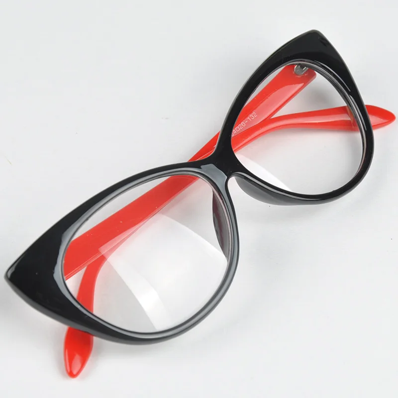 Элегантный стиль Кошачий глаз, женские простые очки, оправа для очков, цветная оправа для отдыха, оправа для очков, брендовый подарок на день рождения - Цвет оправы: Black red frame