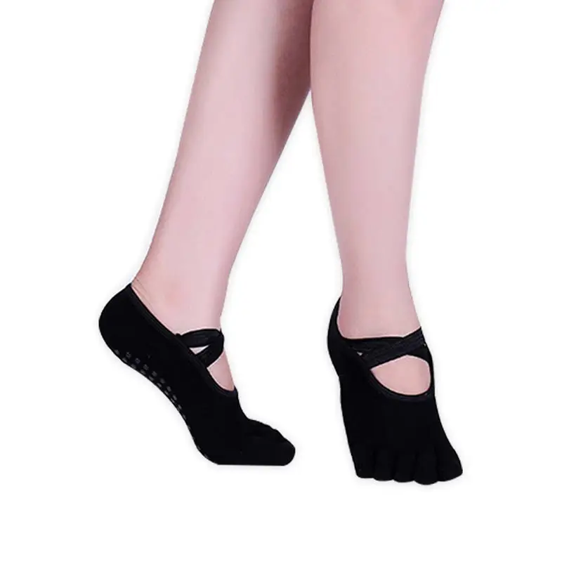 Женские нескользящие спортивные носки для йоги, высокое качество, женские быстросохнущие носки с вентиляцией Носки для пилатеса и балета, танцевальные носки - Цвет: black