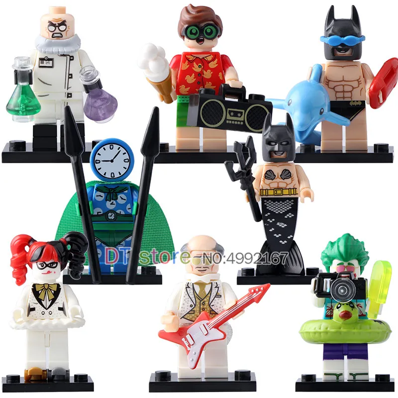 

50Pcs/Lot Super Heroes Mermaid Batman Hugo Strange Robin Clock King Alfred Joker Building Blocks Children Bricks Toys PG8106