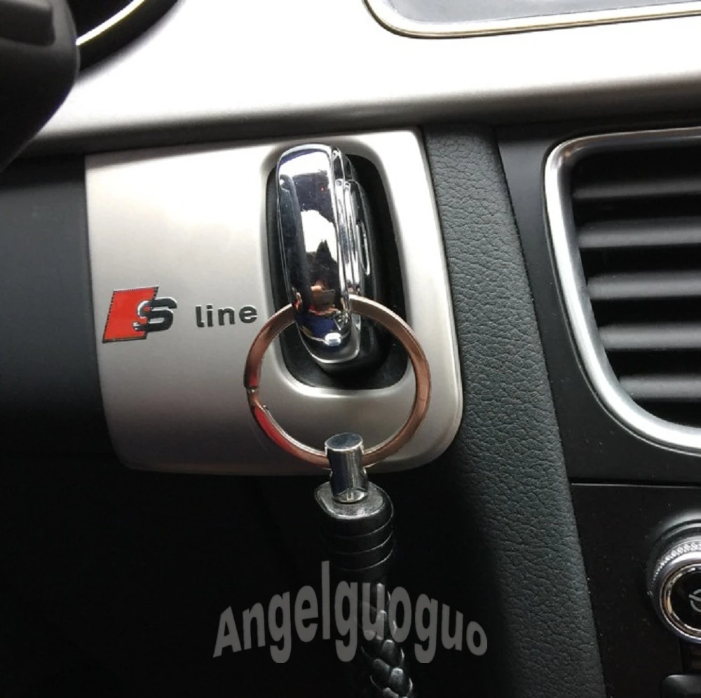 Stainless steel interior car keyhole decorative cover trim RS/S line logo emblem sticker for Audi A4 A5 A4L S4