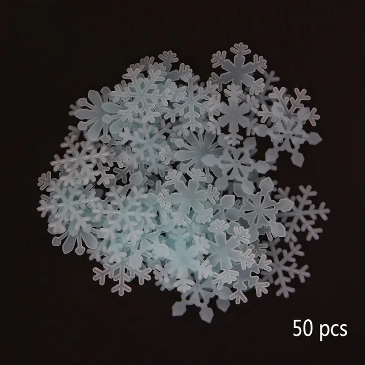 50 шт 3D светящийся силиконовый Снежинка светится в темноте светильник домашний сад флуоресцентная наклейка - Цвет: Синий