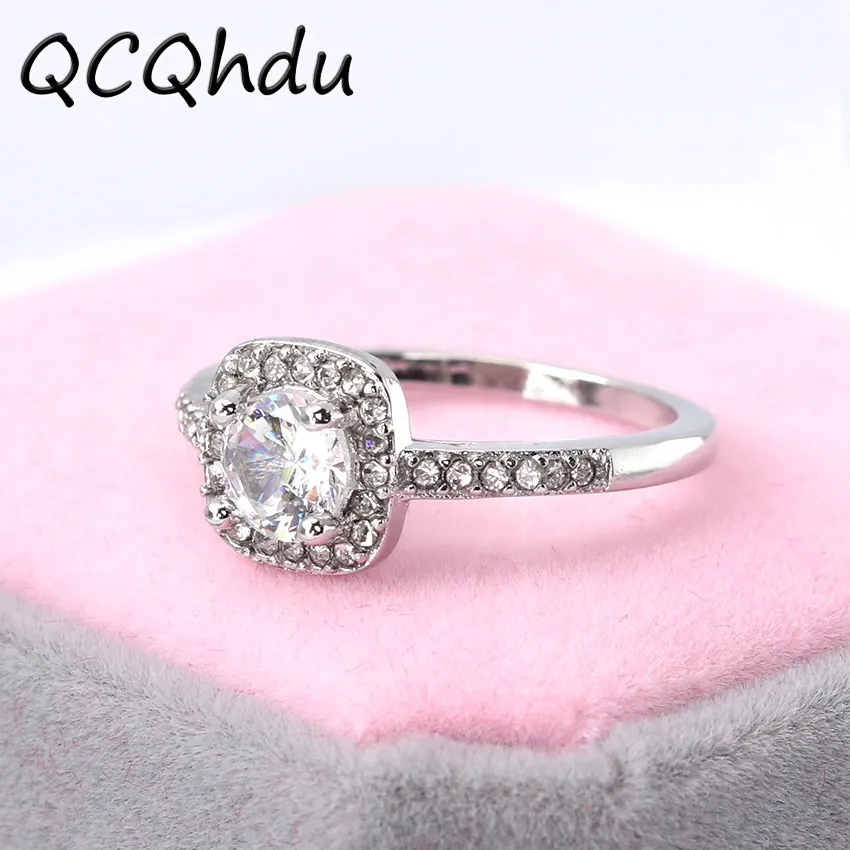 

1PC Fashion Elegant Temperament Ring Jewelry Women Girls Silver Plated Zircon Wedding Ring Charm Women Jewelry