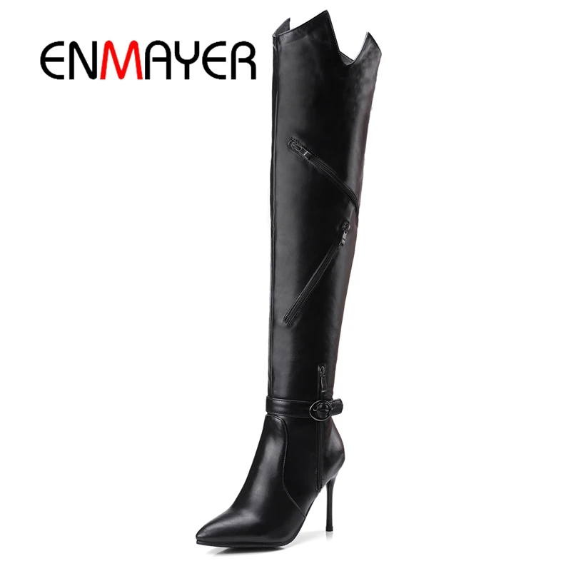 

ENMAYER Women Over the Knee High boots Winter Fashion Boots Women Long boots Size 34-39 Shoes Woman Thin heels Buckle CR1317