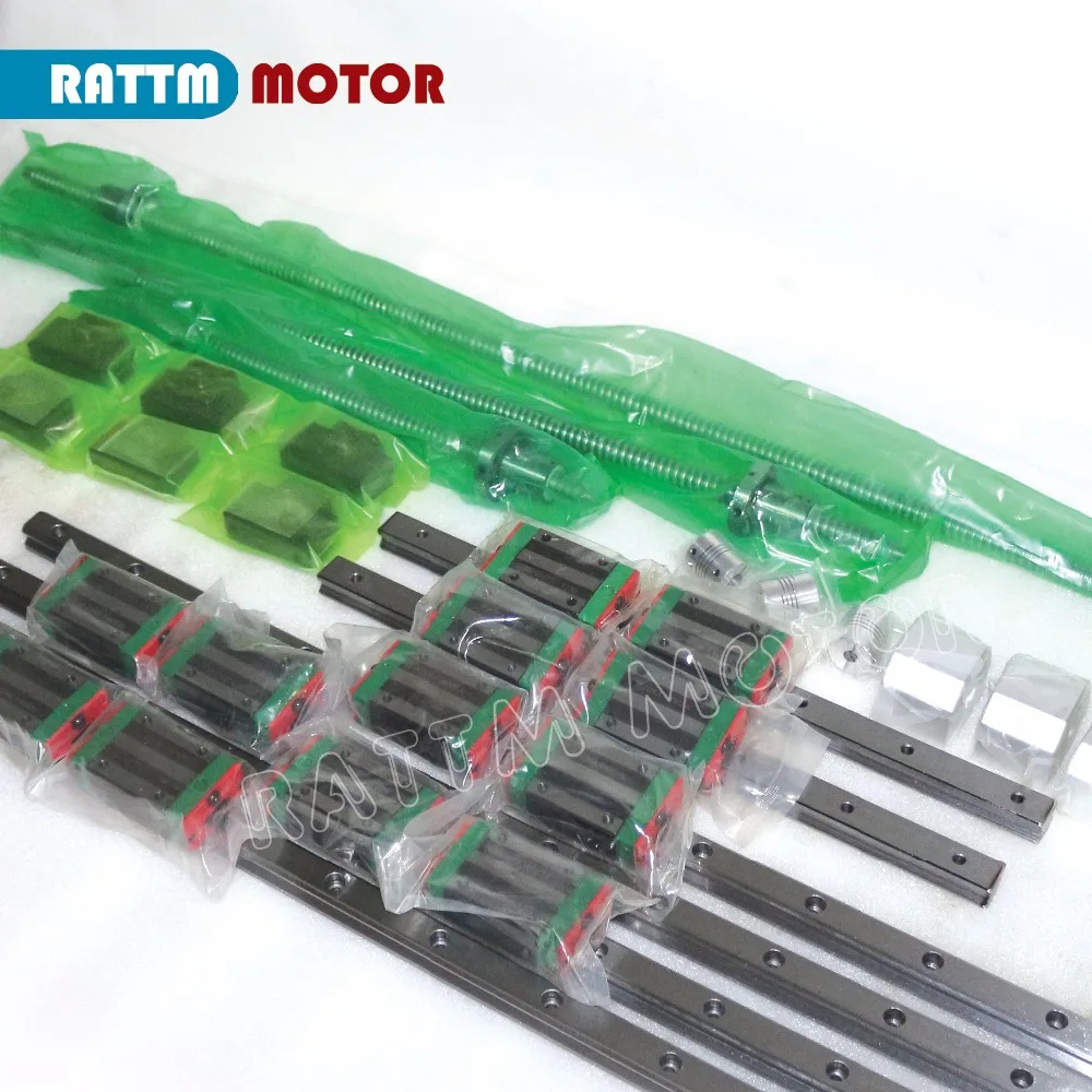 3 sets lineal Plaza guía fija L-400/700/1000mm y 3 piezas husillo de bolas 1605-400/ 700/1000mm con tuerca y 3 Unidades BK/B12 y acoplamiento para CNC - 2