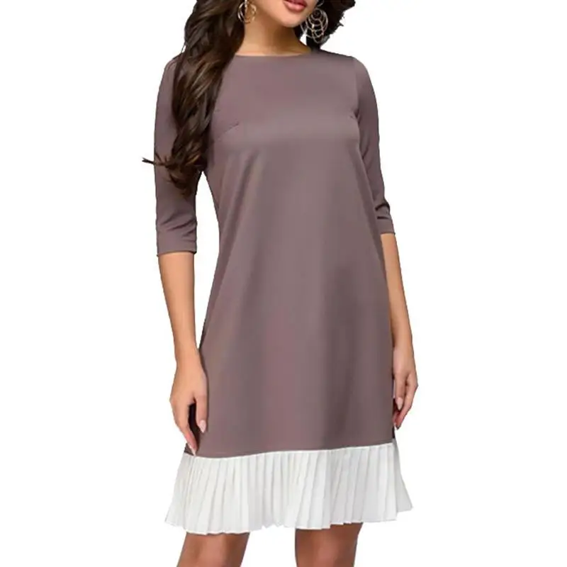 Casual Women Dress 2018 Summer Half Sleeve Patchwork Hem Dresses Female