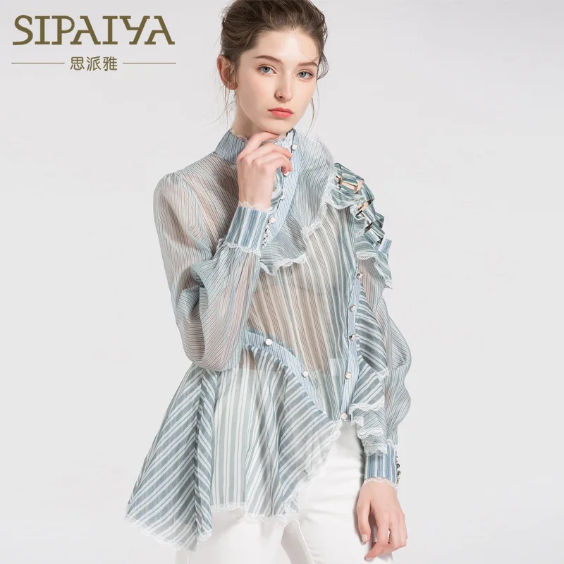 SIPAIYA 2018 летняя сексуальная одежда сетчатая рубашка для женщин с вырезом лодочкой
