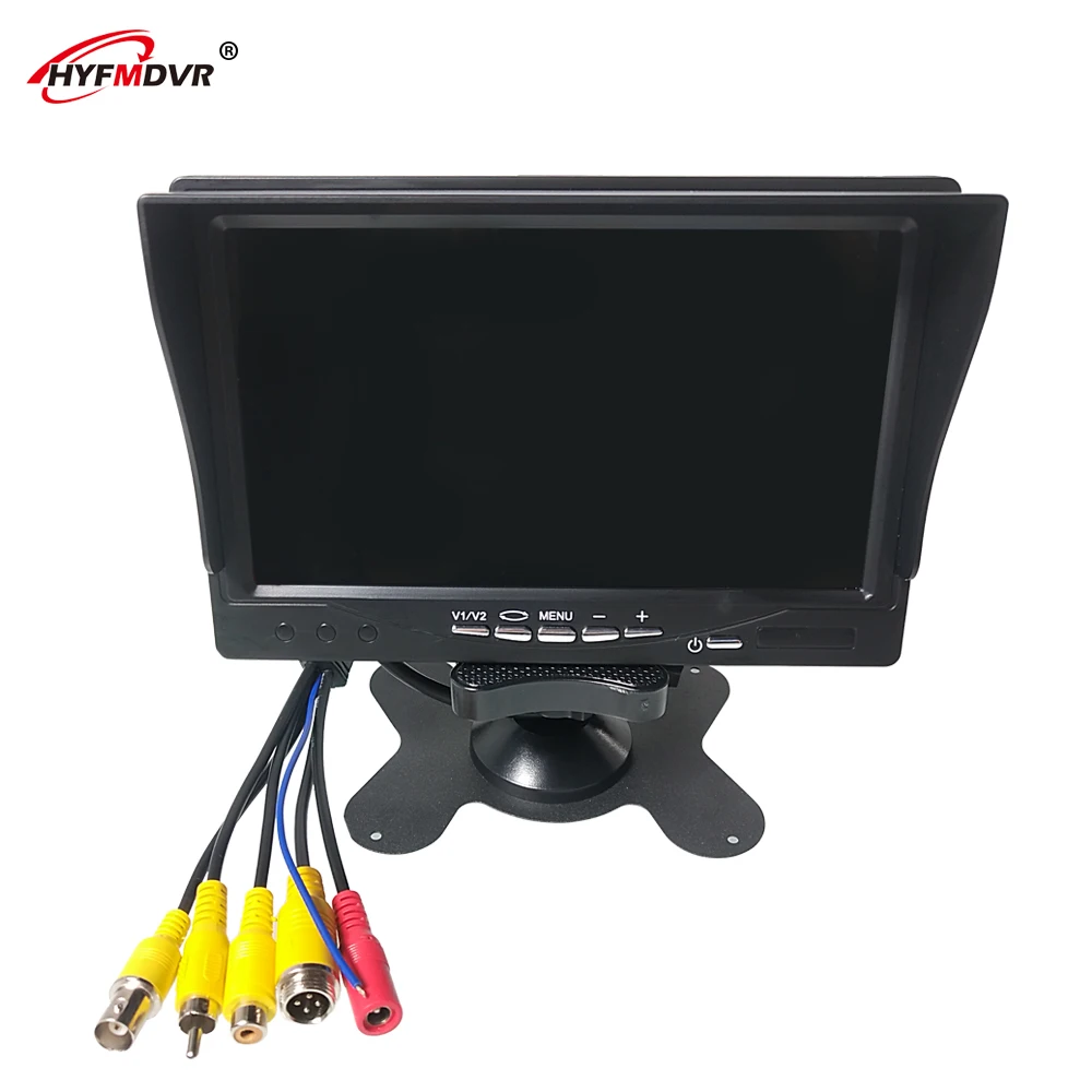 

HYFMDVR new listing private car/truck / excavator 7-inch display with sun visor 12v-24v wide voltage design brightness: 350cd/m2