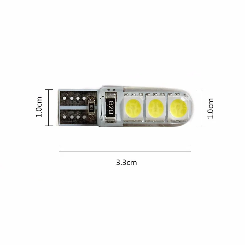 100x автомобиля светодиодный T10 194 W5W DC 12 В Canbus 6SMD 5050 силикон основа светодиодный лампочка, светодиодный парковка противотуманных фар авто Стайлинг