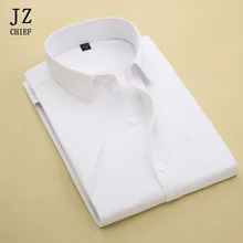 JZ CHIEF повседневная мужская рубашка с коротким рукавом, хлопковая рубашка на пуговицах, приталенная деловая рубашка