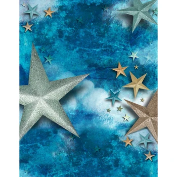 

TR-Blue Background Backdrop for Photography Golden Star Glitter Vinyl Backdrop for Child Baby Birthday Party Background Studio