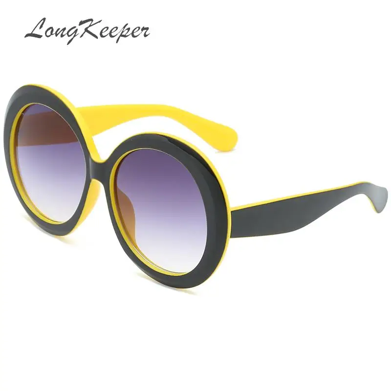 Солнцезащитные очки LongKeeper uv400 женские Круглые большие градиентные чёрные